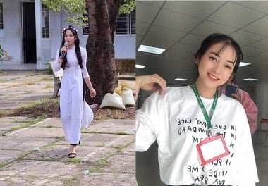 Nữ sinh xinh đẹp với đôi 